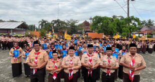 Upacara Hari Pramuka ke-64 Tingkat Kwartir Ranting Purwojati Berlangsung Khidmat