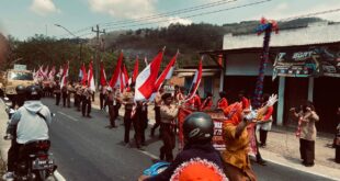 Semangat Tak Pernah Padam, Pramuka Purwojati Beri Dukungan untuk Kontingen Estafet Tunas Kelapa